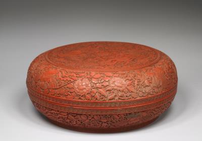 图片[2]-Round box with phoenix decor/ Carved red lacquerware-China Archive